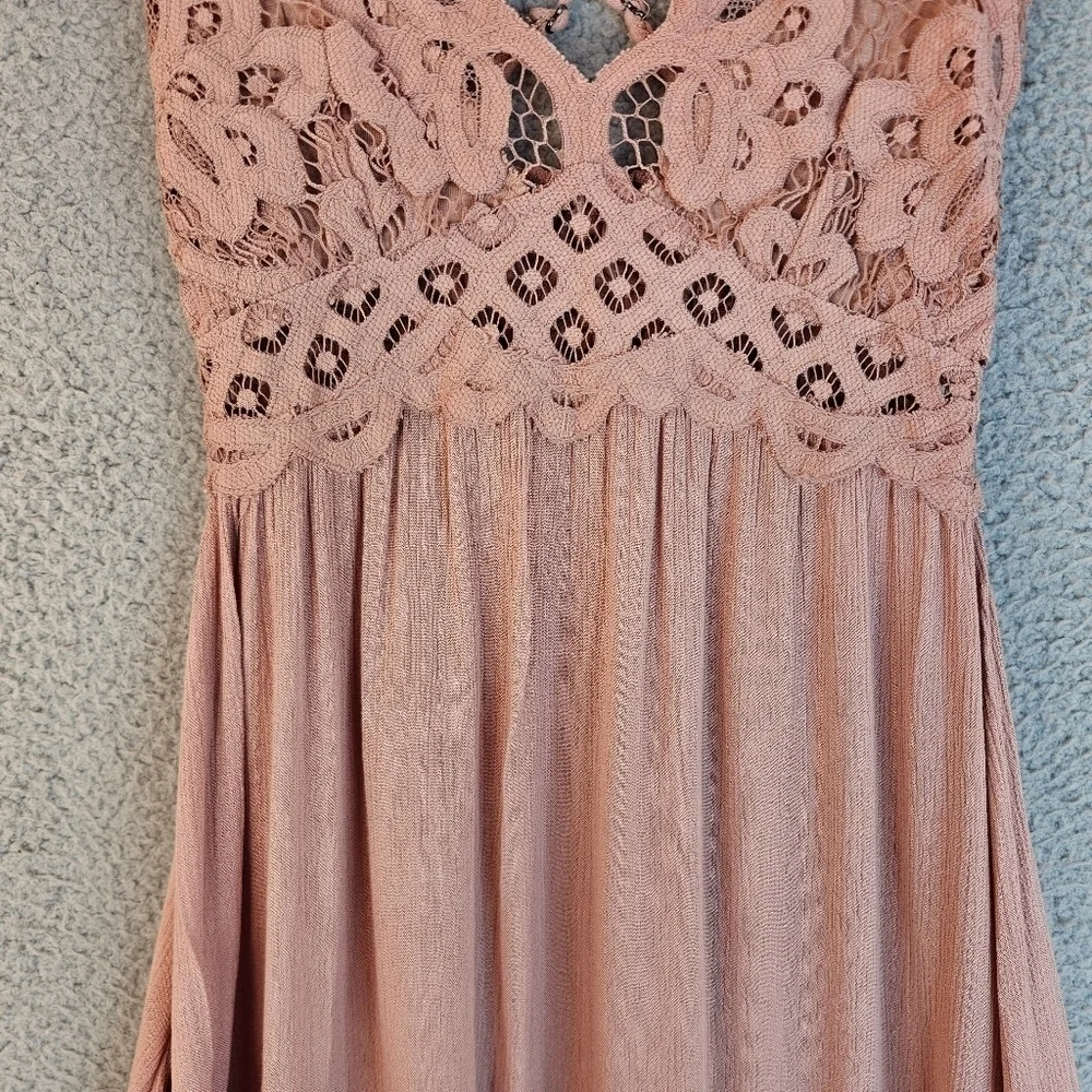 Free People Intimately Womens Adella V-Neck Slip Dress Sz XS Rose Lace & Ruffles